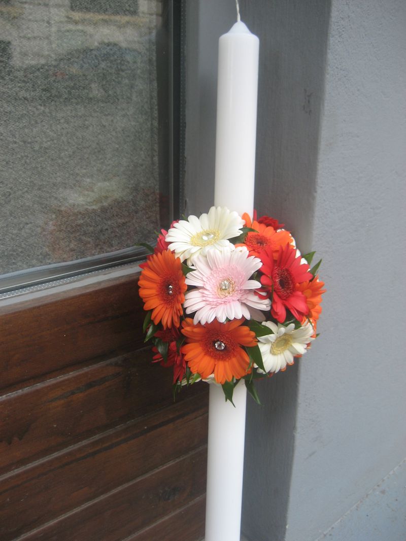 LB 05-120,00 RON-Lumanare botez cu minigerbera